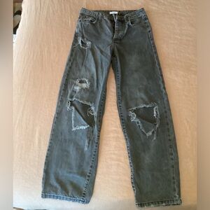 Forever 21 Relaxed Fit Gray Distressed Jeans